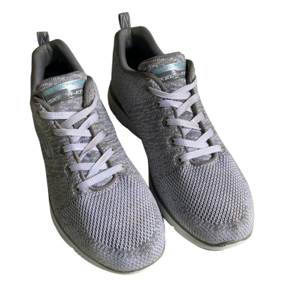 SKECHERS | Grey Knit Air Cooled Comfy Athletic Running Y2k Retro Sneakers 8. - Picture 2 of 9